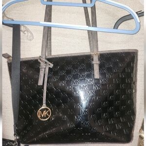 Michael Kors Black Patent Logo Tote